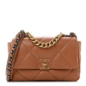 Lambskin Quilted Medium Chanel 19 Flap Brown